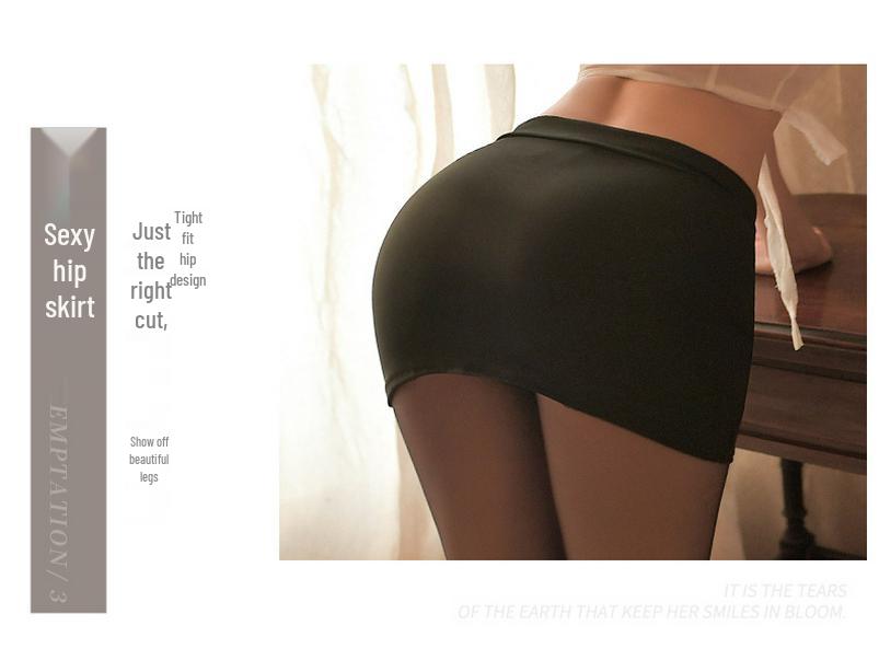 Man Yan Sexy OL Secretary Teacher Uniform Set: Lace-up Shirt & Bodycon Pencil Skirt Two-piece