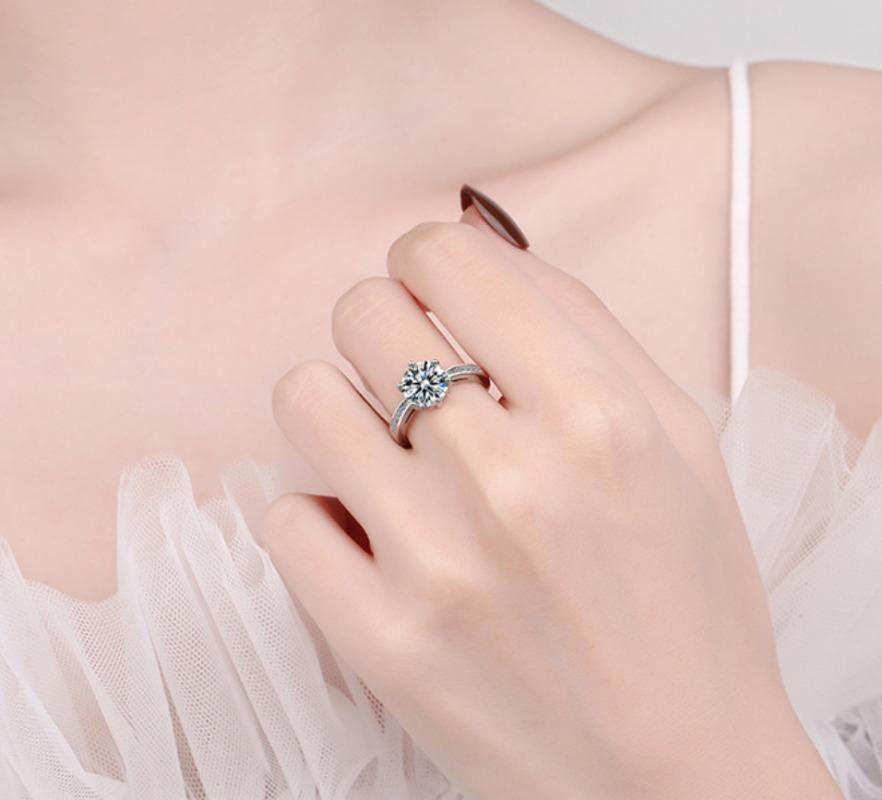 2CT Moissanite 925 Silver Ring Luxury for Women Engagement Wedding Simple Jewelry Birthday Gifts Fashion High Quality