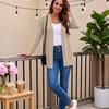 Women's Long Sleeve Knit Cardigan Mid-Length Open Front Casual Sweater