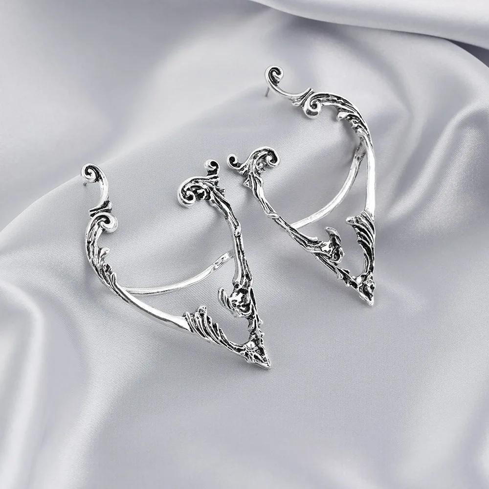 Punk Fairy Ear Cuff Goth Earring Dark Elf Ear Clip Earrings For Women Retro Silver Color Hip Hop Halloween Party Jewelry Gift