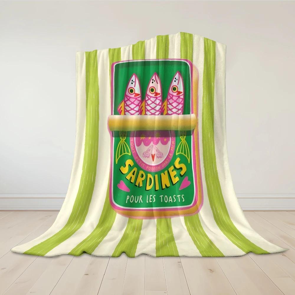 Sardine Can Design Flannel Blanket Warm Soft Halloween Christmas Couch Warm Cozy Decorative Decor Gift for All Season