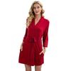 Plus Size Modal Cotton Lace Sleepwear - Women's Solid Color Loose Nightgown/Bathrobe