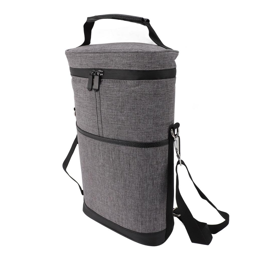 2 Bottle Wine Cooler Bag Leakproof Insulated Padded Wine Carrier Portable Wine Case with Handle Adjustable Shoulder