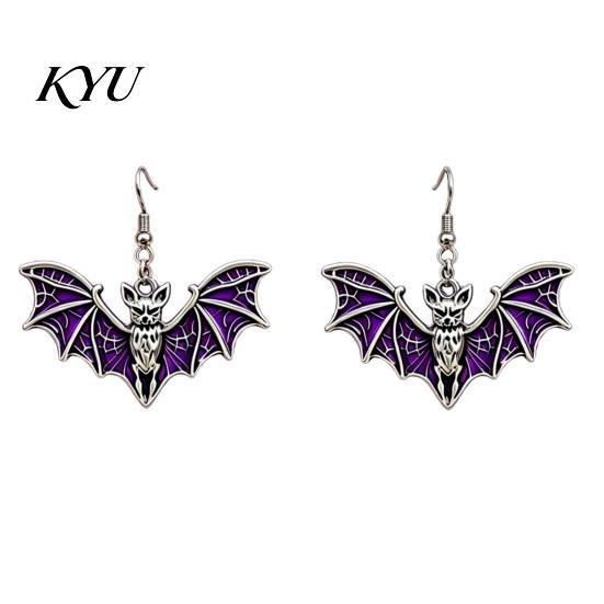 Fashionable Halloween Jewelry Sets Gothic Bat Accessory, Vintage Punk Necklace, Viking Metal Vampire Theme Style Dangle Drop Earrings for Cosplay