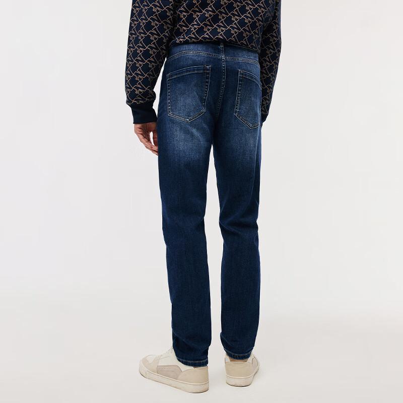 NVG·YOUNG Men's Blue Washed Straight-Leg Denim Jeans