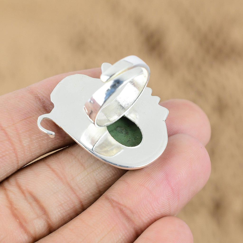 Memorial Day Sale Sterling Silver Chrysoprase Stone Flower Promise Ring Jewelry