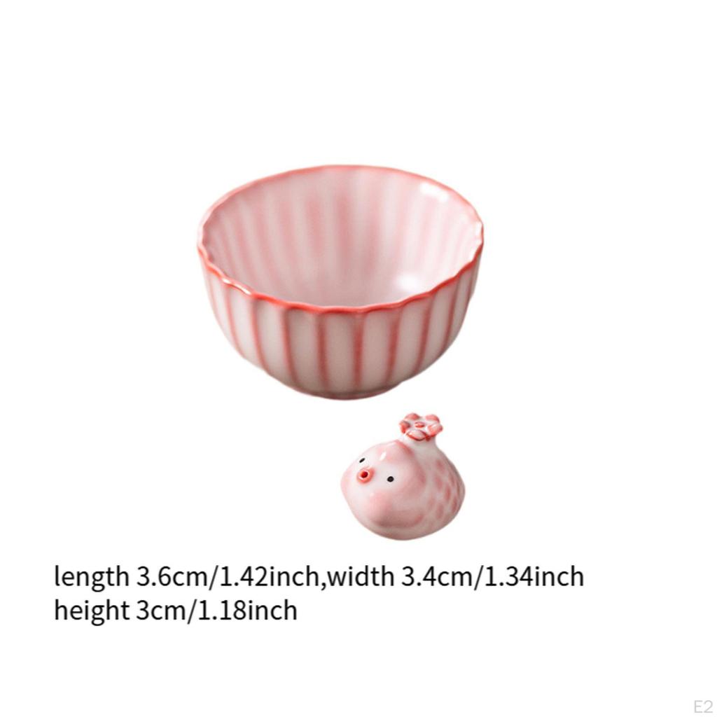 Ceramic Teacup Statue with Tea Collectible Mini Animal Sculpture Kung Fu Cup for Dining Room