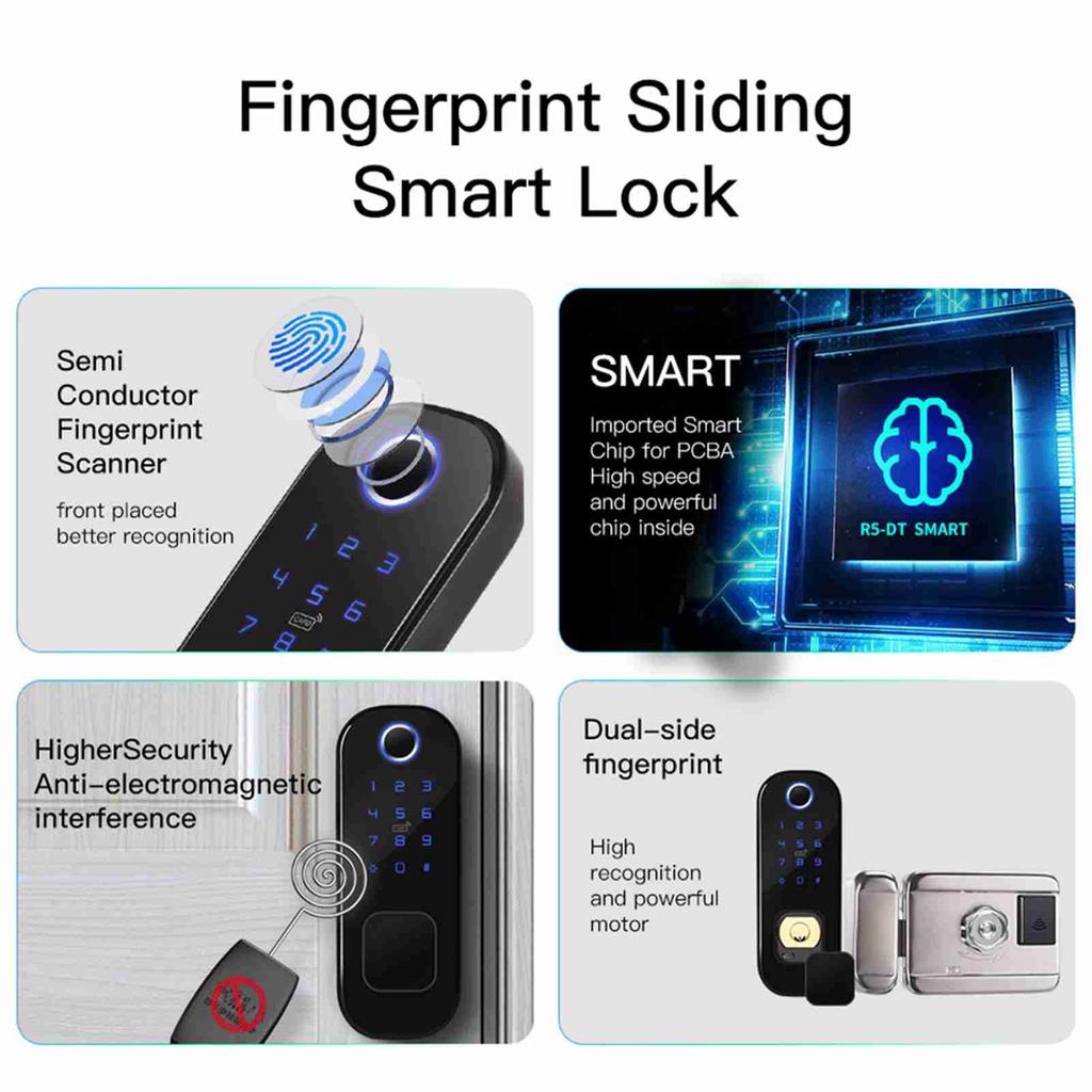 Smart Fingerprint Door Lock APP Timing Electronic Keyless Keypad Entry Door Lock with 6 Unlocking Wa