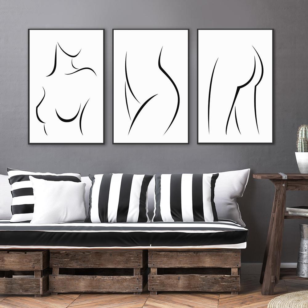 Abstrakte Leinwand Malerei Linie Nackte Frau Wand Kunst Poster Nordic Poster Und Drucke Minimalistischen Wand Bilder Schlafzimmer Dekoration