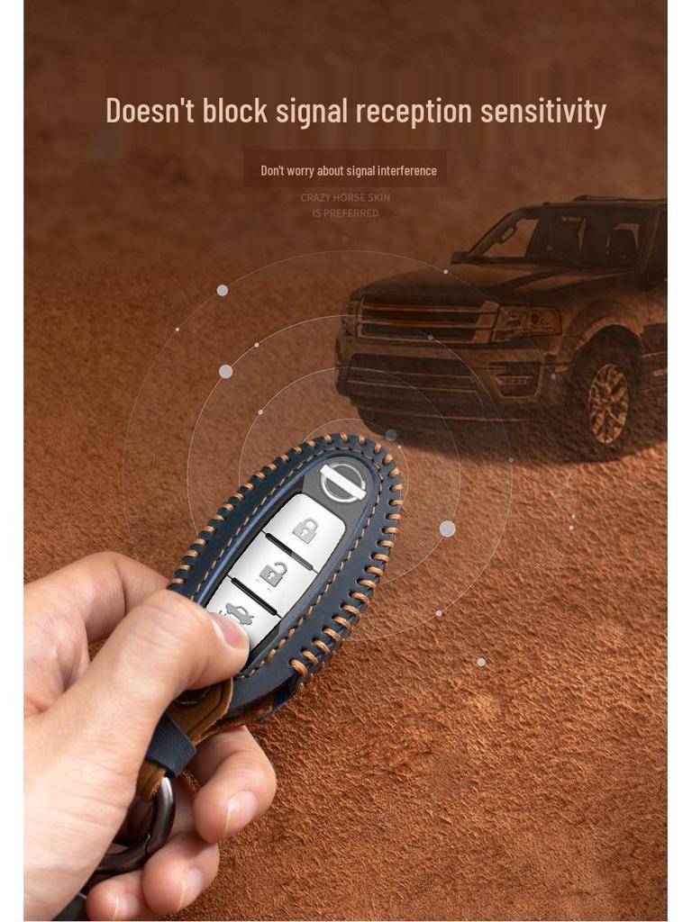Originálny kožený kryt na kľúč pre Nissan X-Trail, Sylphy, Teana, Bluebird, Qashqai, Kicks, Tiida