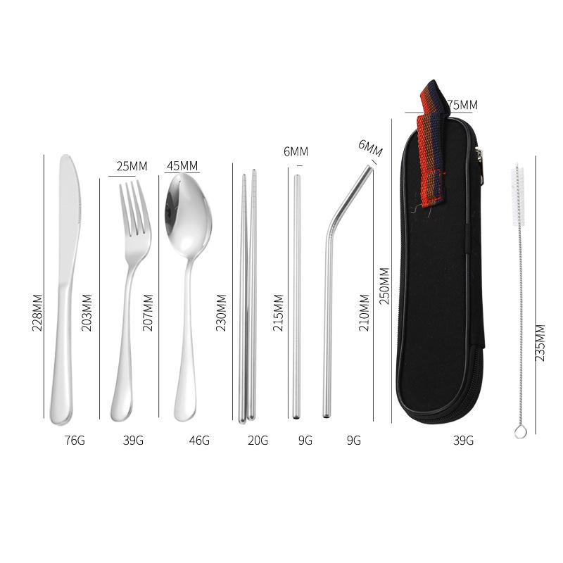 Portable Tableware Single Box Stainless Steel Reusable Travel Cutlery Set Camp Utensils Set Suitable For Outdoor Picnic Travel
