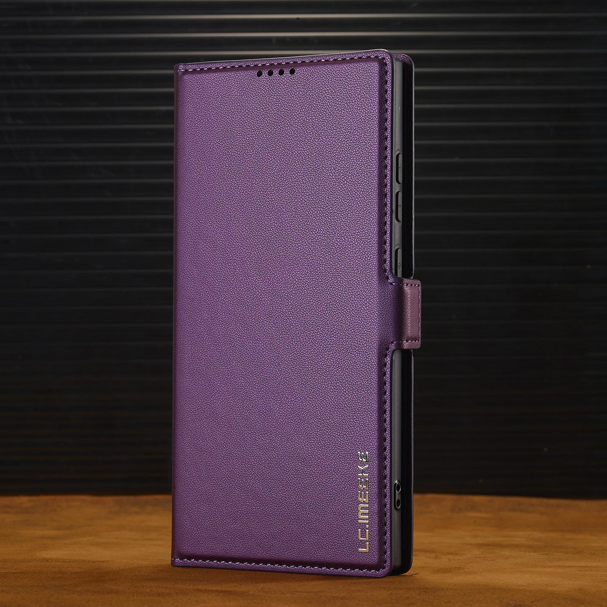 

LuxuryLeather Business Phone Case for Samsung Galaxy S26 Ultra S25Ultra S24ultra Flip Cover Card Cases Carcasa Galaxy S26 Ultra фіолетовий