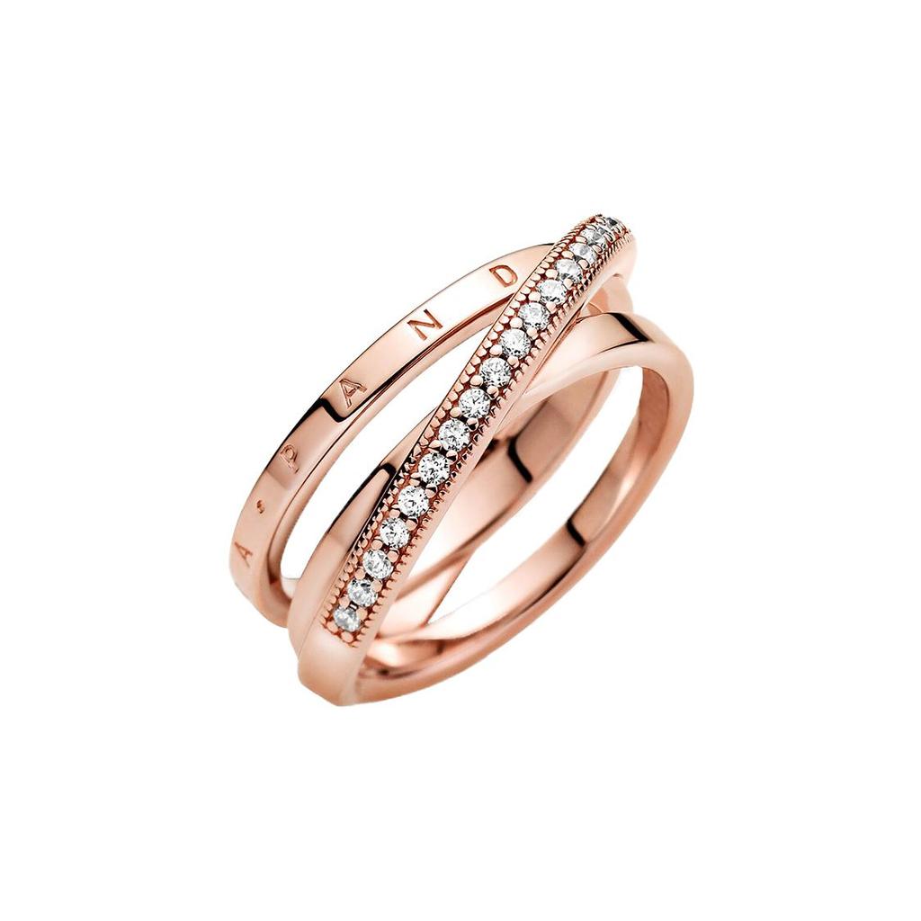 Pandora Pavé Interlocking Three Ring Moebius Ring Women rings Rose-Gold 189057C01