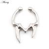 Alisouy 1PC Stainless Steel Casting Tusk Fangs Cone Nose Ring Septum Ear Cuffs Cartilage Tragus Daith Non Piercing Body Jewelry