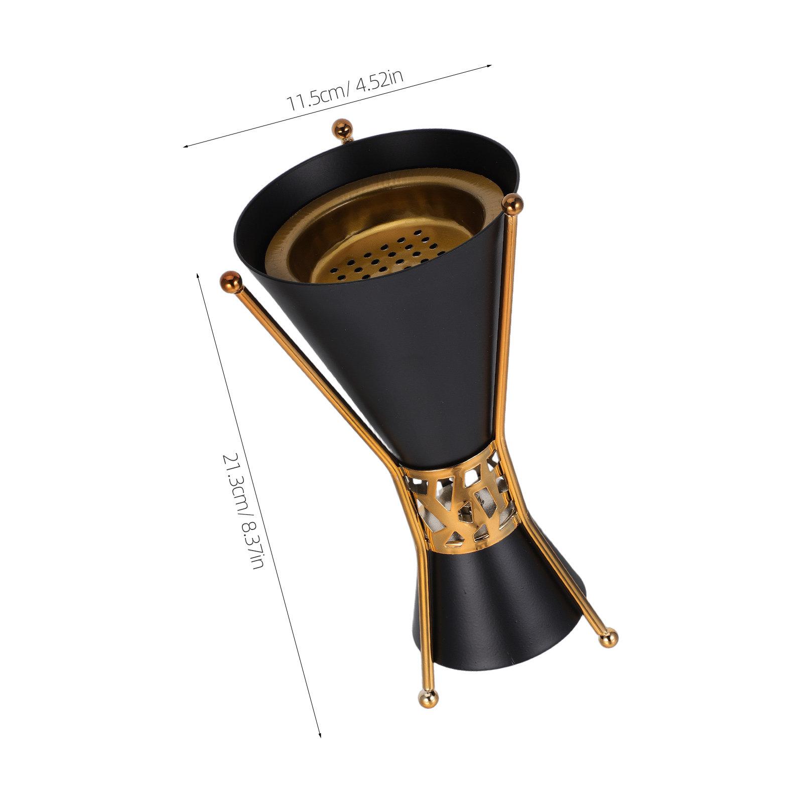 Arabic Incense Burner Middle Eastern Bukhoor Censer Handheld Tabletop Metal Incense Burner Holder for Eid Ramadan Aromatherapy чёрный