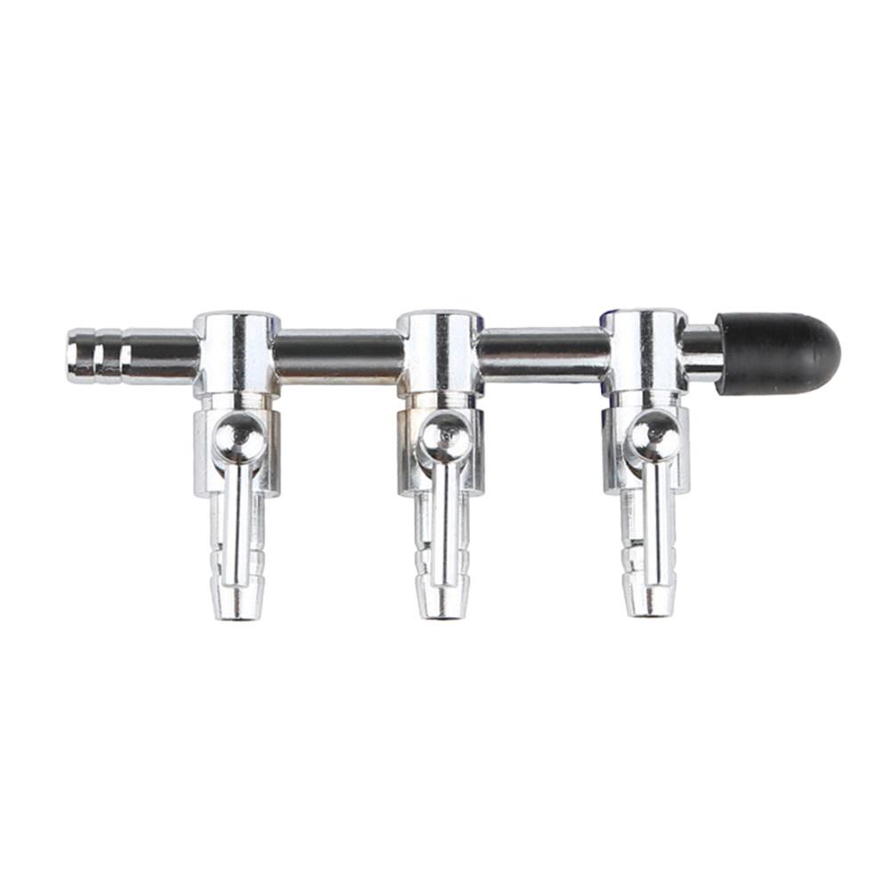 Professional 3 Way Inline Air Pump Flow Lever Splitter for Aquarium Pond Aerator Oxygen Tube Distributor Stainless Steel 4Mm