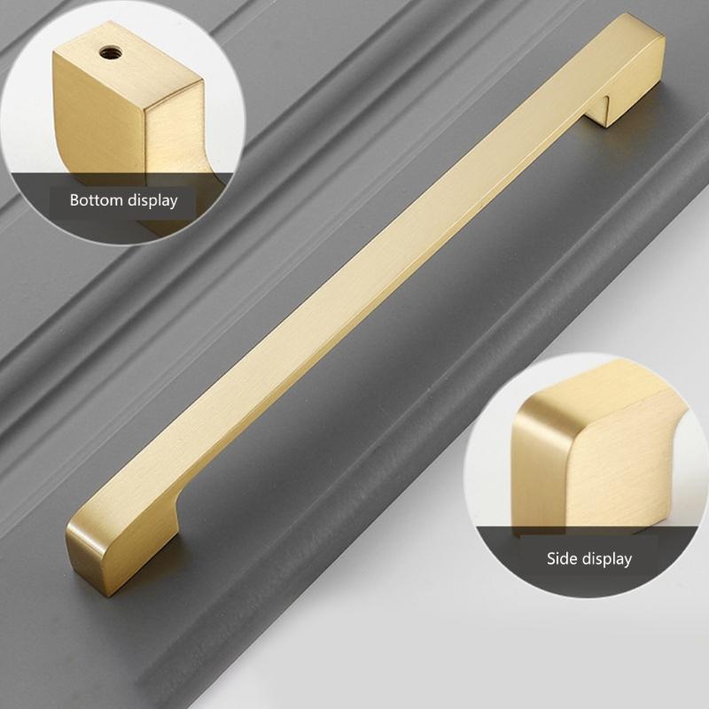 Brass Cabinet Drawer Handle Long Square Furniture Decorative Handle Cupboard Pulls Furniture Decoration Hardware