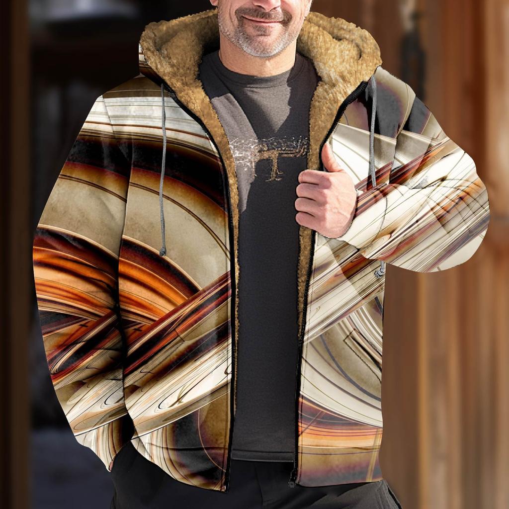 Herrjacka med tryck Herr Vår Och Casual Trend Dragkedja Huva