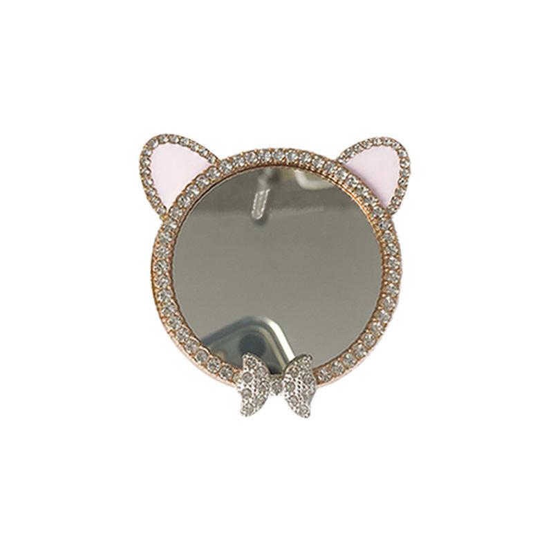 Paste Type Foldable Mobile Phone Tablet Desktop Airbag Mirror Bracket Cosmetic Mirror Diy Rhinestone Rabbit Ears Korean
