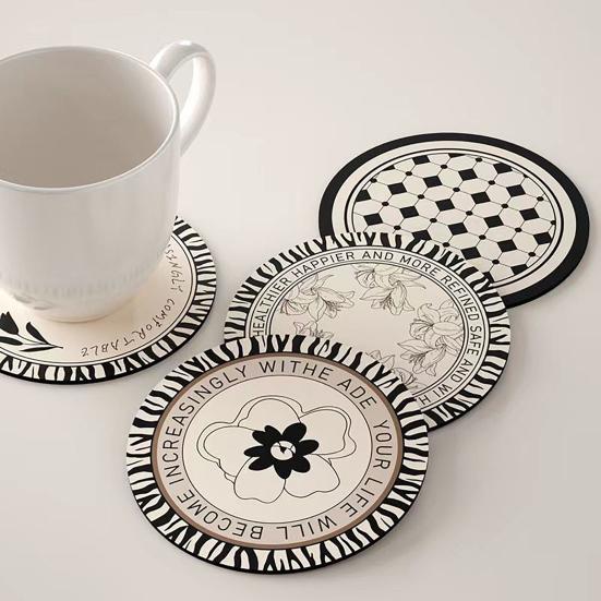 Retro Diatomite Coaster Heat-Resistant Placemat Quick-Dry Absorbent Mat for Cups Mugs Bowls Non-Slip Reusable Elegant Kitchen Table Decor