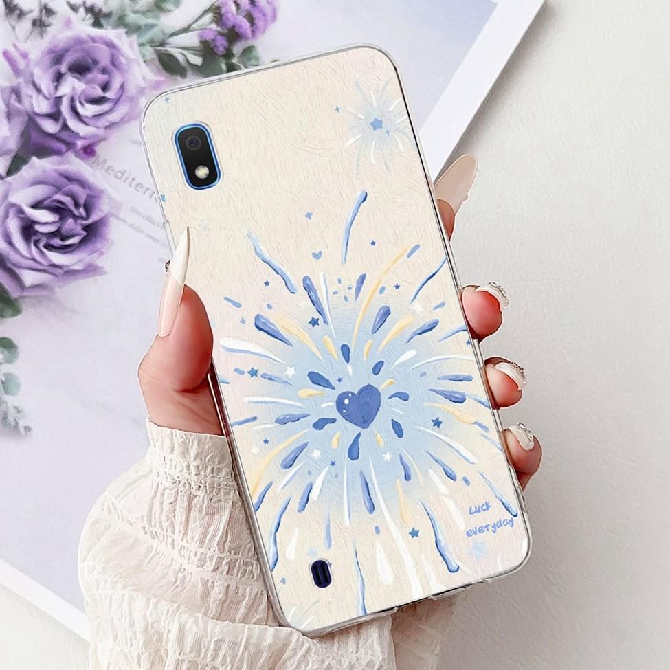 Clear For Samsung A10 Case SM-A105F Cute Fashion Flowers Painted Back Cover For Samsung Galaxy A10 Phone Case A105G A105M A105FN