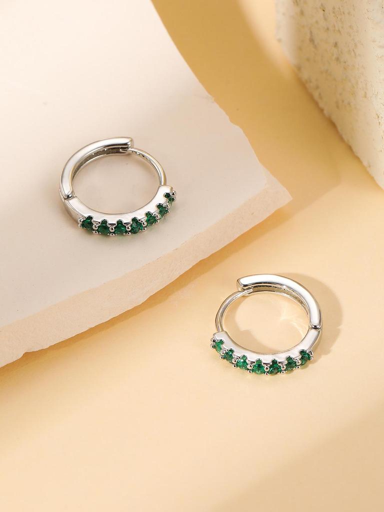 Minimalist Copper-Plated Zircon Luxurious Hoop Earrings