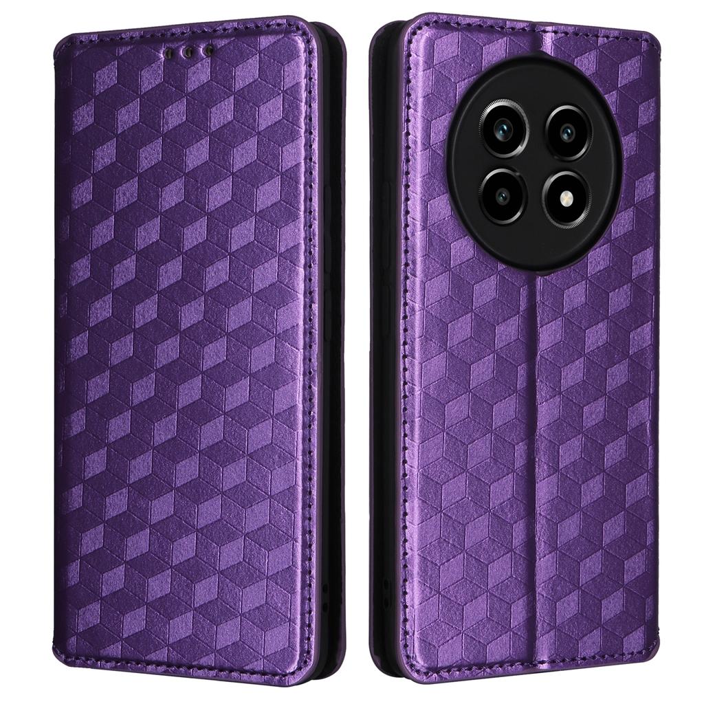 For Realme 14 Pro Lite 5G/13 Pro 5G (Global)/13 Pro+ 5G (Global) Wallet Case Rhombus Imprinted Leather Phone Cover