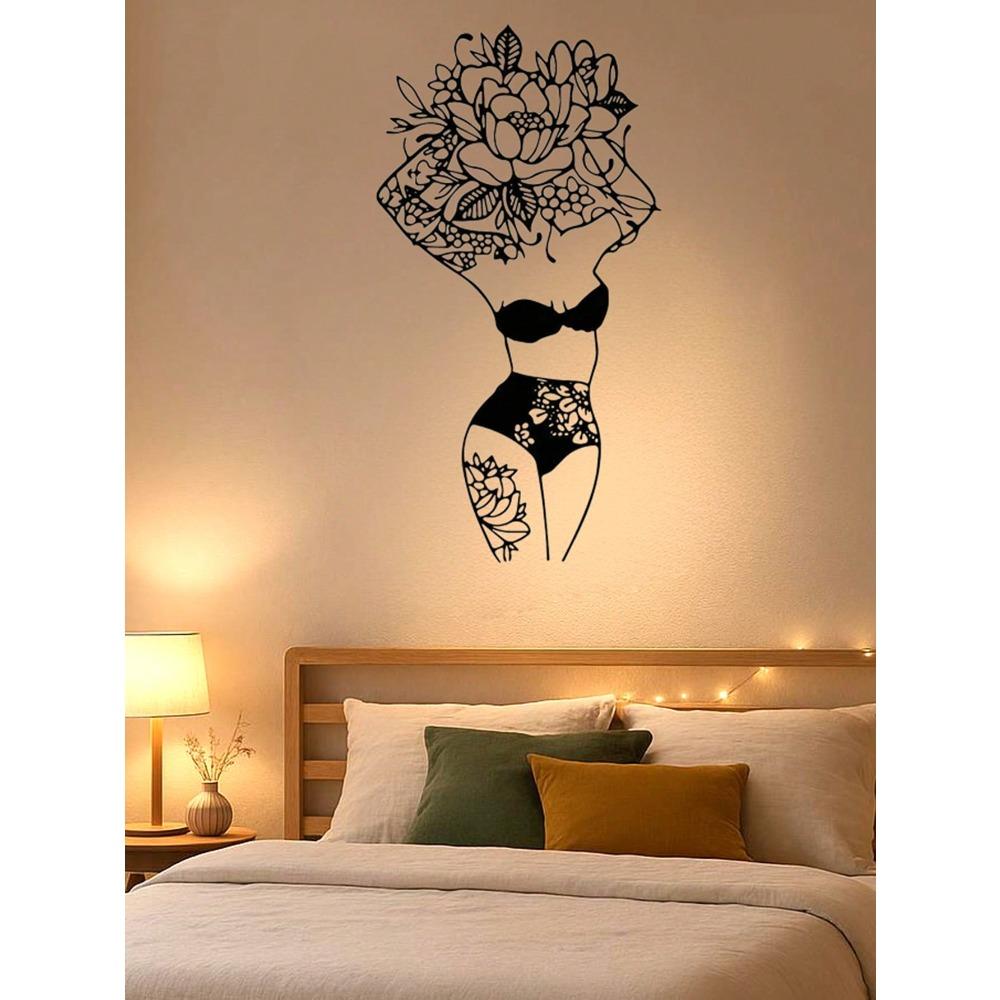 Laser Cut Bohemian Floral Goddess Metal Wall Art Modern Home Decor Bathroom Bedroom Meditation