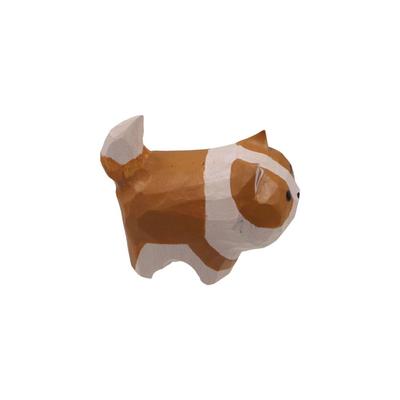 Mini Wooden Animal Figurine Hand Carving Wood Cat Dog Statues Cute Painted Shiba Inu Cats Crafts Ornaments Table Deocr Gifts