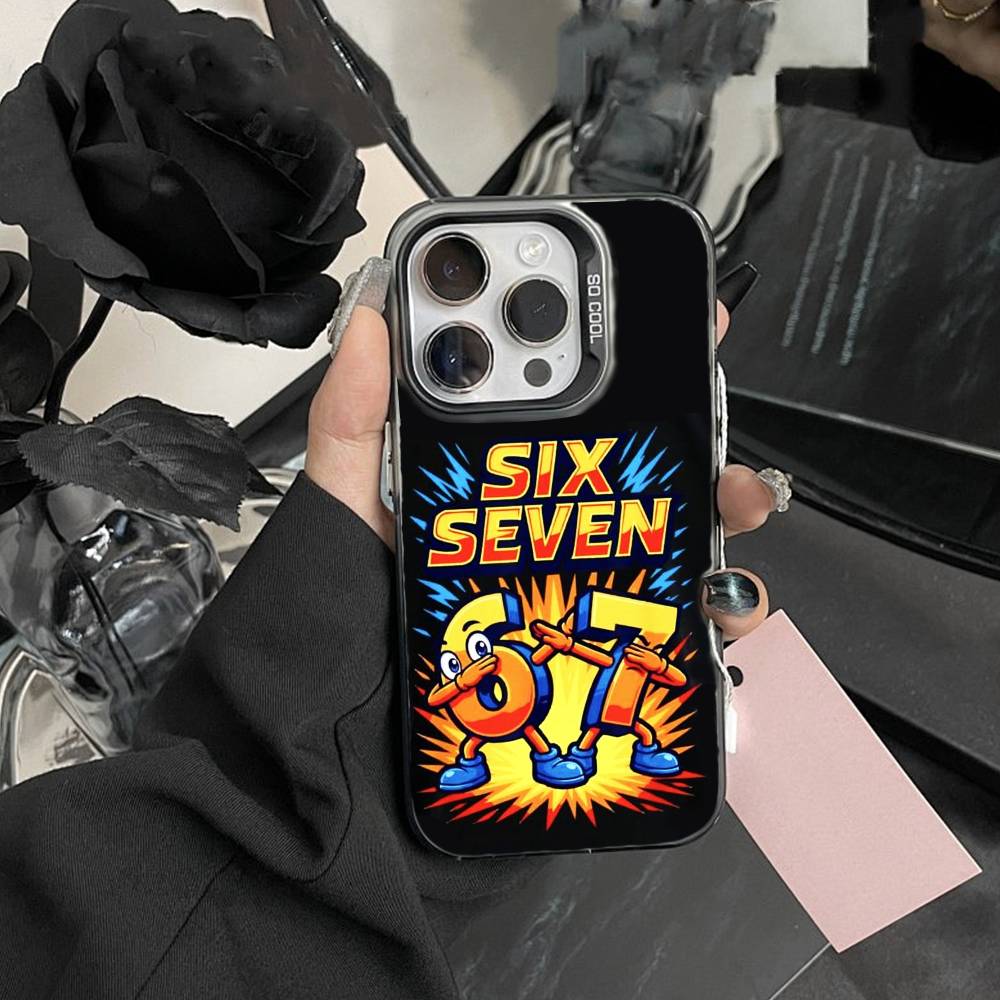 Six Seven S-67 Etui na Telefon Dla iPhone 17,16,15,14,13,12,Pro MAX Czarne Matowe Odporne na Wstrząsy Pokrowiec