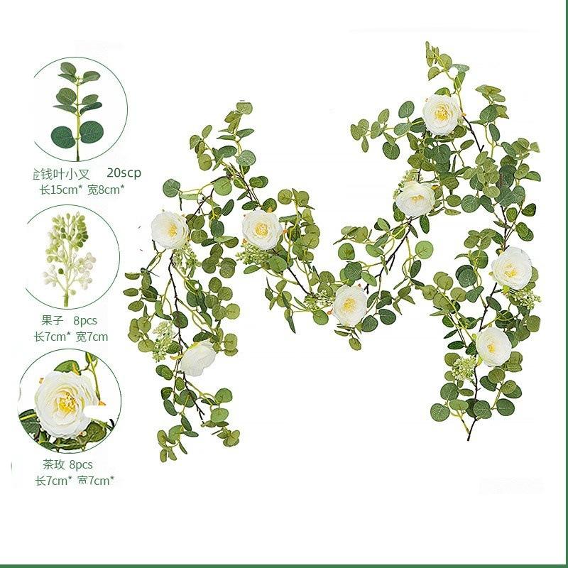 Simulated Money Leaf Rattan Rose Rattan Wedding Home Green Artificial Simulation Plant Wreath Simulation Rattan