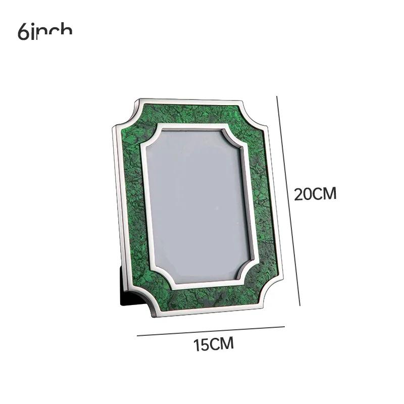 Emerald Marble Picture Frames Light Luxury Bedroom Decoration Colored Marble Picture Frame Modern Home Wedding Photos Frames