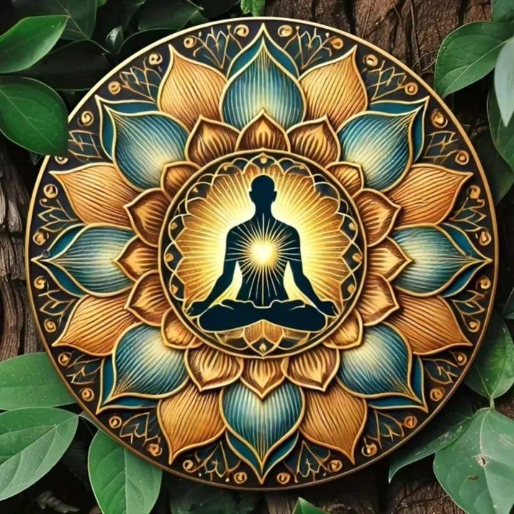 Metal Tin Art Lotus Meditation Wall Decor for Yoga Studio Home Office