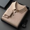 2026 Autumn/Winter Men's Slim Fit Heavy Knit Polo Sweater, 500g Lapel Pullover Base Layer