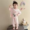 Girls' Long Sleeve Modal Pajama Set – Cartoon Design for Spring/Summer Home Wear