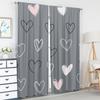 2pcs Heart Print Curtains Pink White Black Love Pattern Romantic Style Polyester Window Drapes for Bedroom Living Room