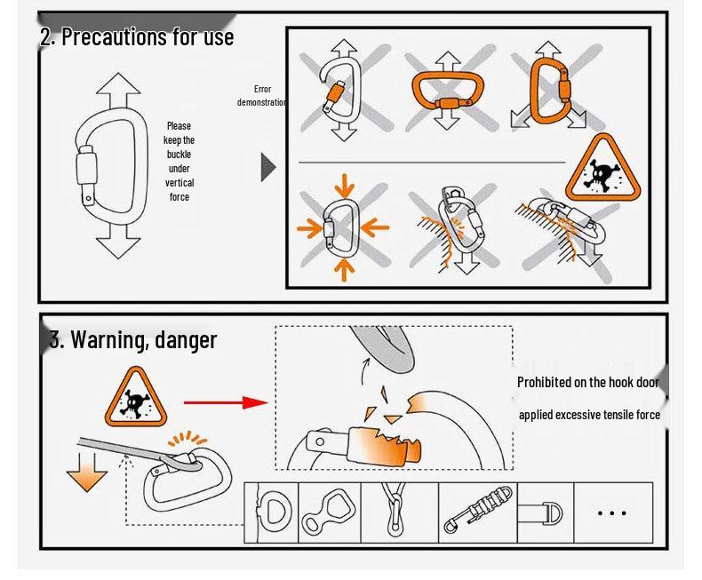 Carabiner Rappelling D-shaped Climbing Lock Outdoor Safety Hook Load-bearing Quickdraw Insurance Buckle