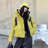 Winter new trendy brand contrasting color down jacket women's short hooded thickened warm white duck down jacket