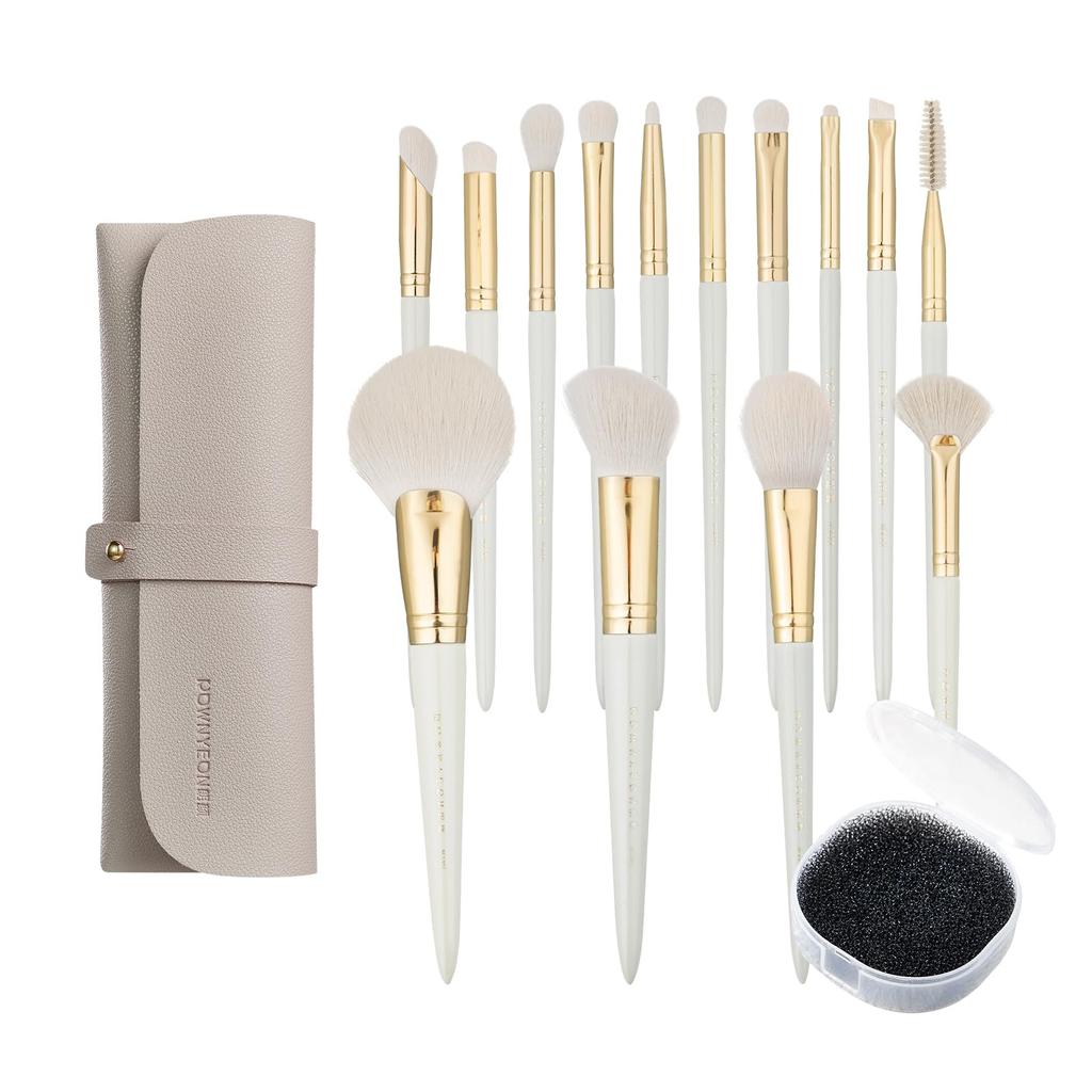 Rownyeon Makeup Brush Set with Makeup Soft Fiber Easy To Gentle On and Good Powder Pickup Includes Makeup Brush Cleaner and Ideal for Beginners and
