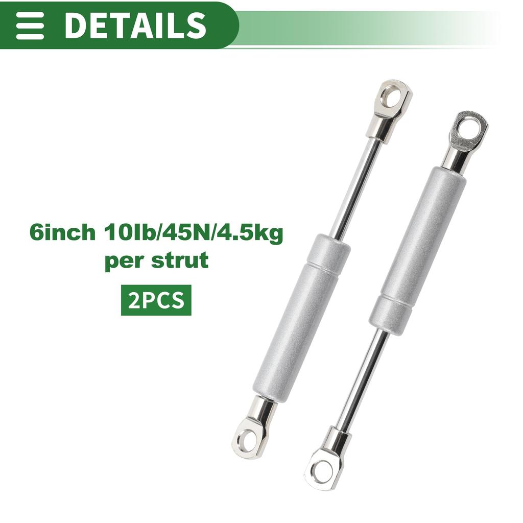 Motoforti Universal Lift Support Strut Gas Springs 6 Inch/150mm 10Ib/45N/4.5kg Metal Silver Tone, 2 Pieces