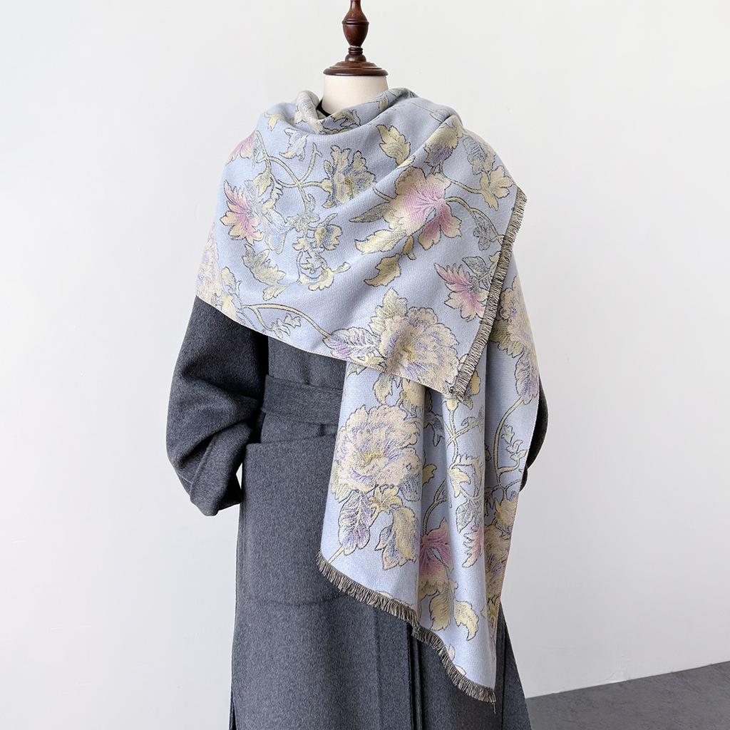 Women Scarf Autumn Winter Fashion Warm Thick Windproof Scarves Travel Double-faced Imitation Cashmere Cape Wrap Windproof Shawl