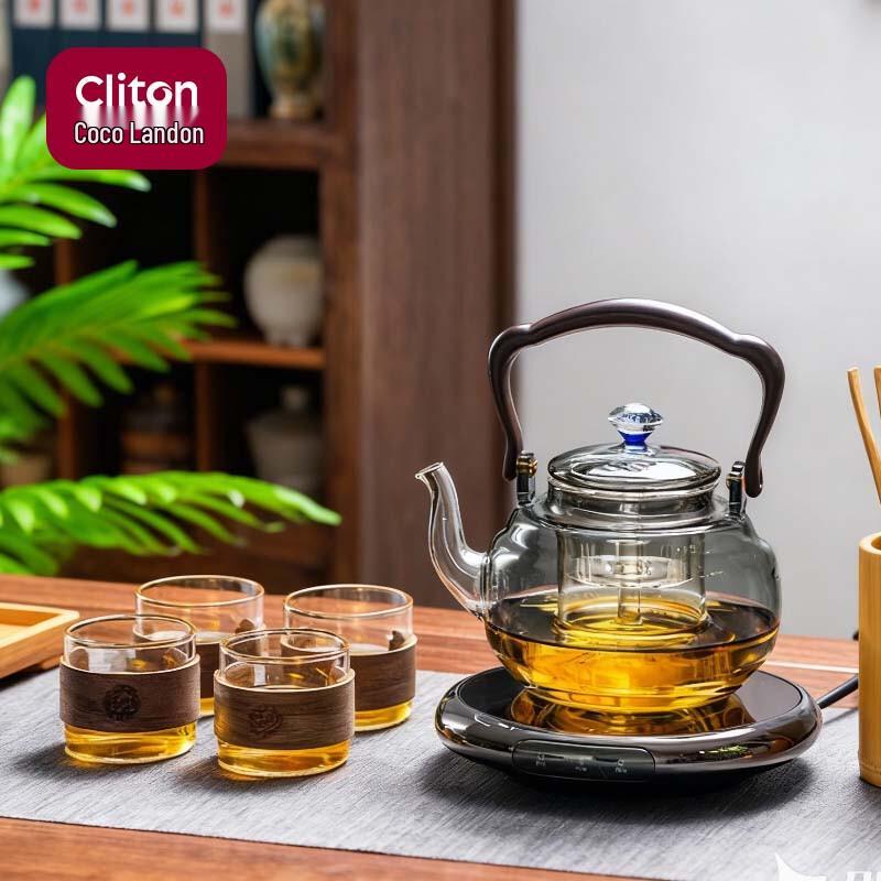 CLITON Heat-Resistant Glass Coffee & Tea Set with 4 Cups