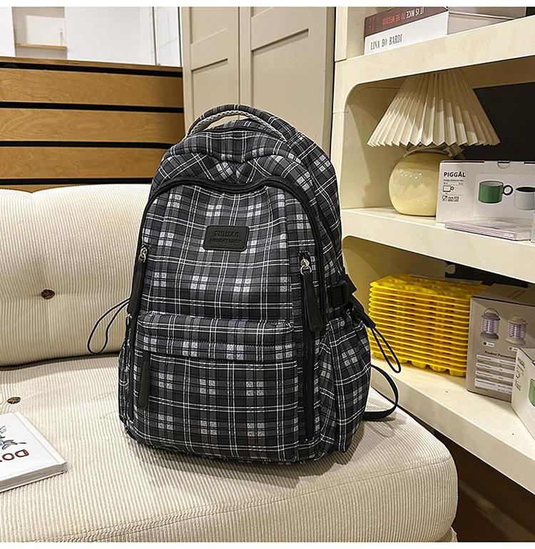 Schoolbag high-value retro style plaid schoolbag for women's autumn and winter new Korean ins middle and high school students versatile backpack