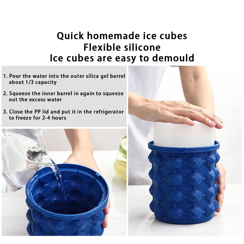 Buy Outdoor Round Plastic Ice Bucket with Cover, Silicone Ice Bucket