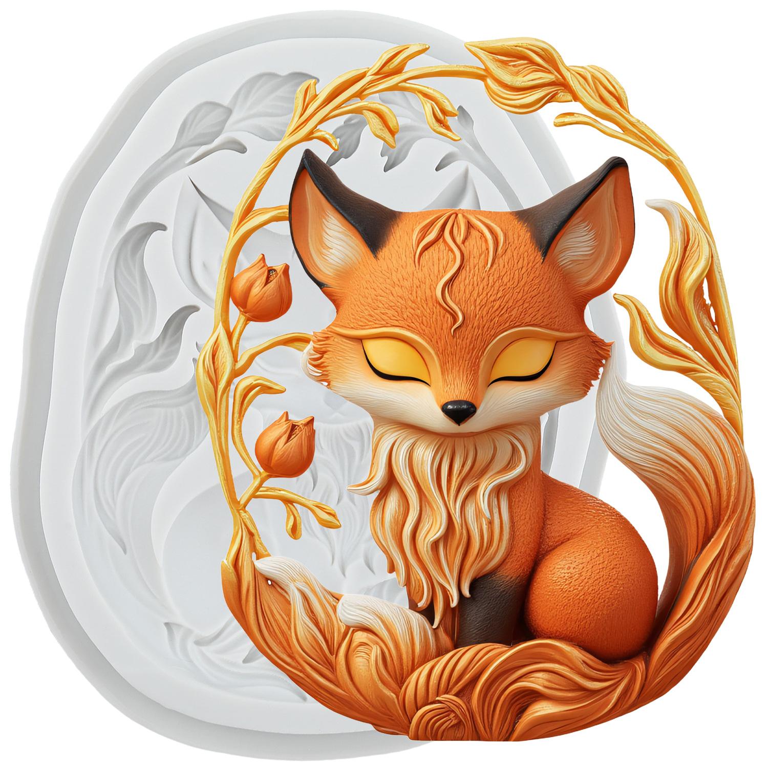 

Fox Silicone Mold Fox Fondant Molds Cake Decorating Tools Theme Cake Dessert Decorated Chocolate Candy Mold серый