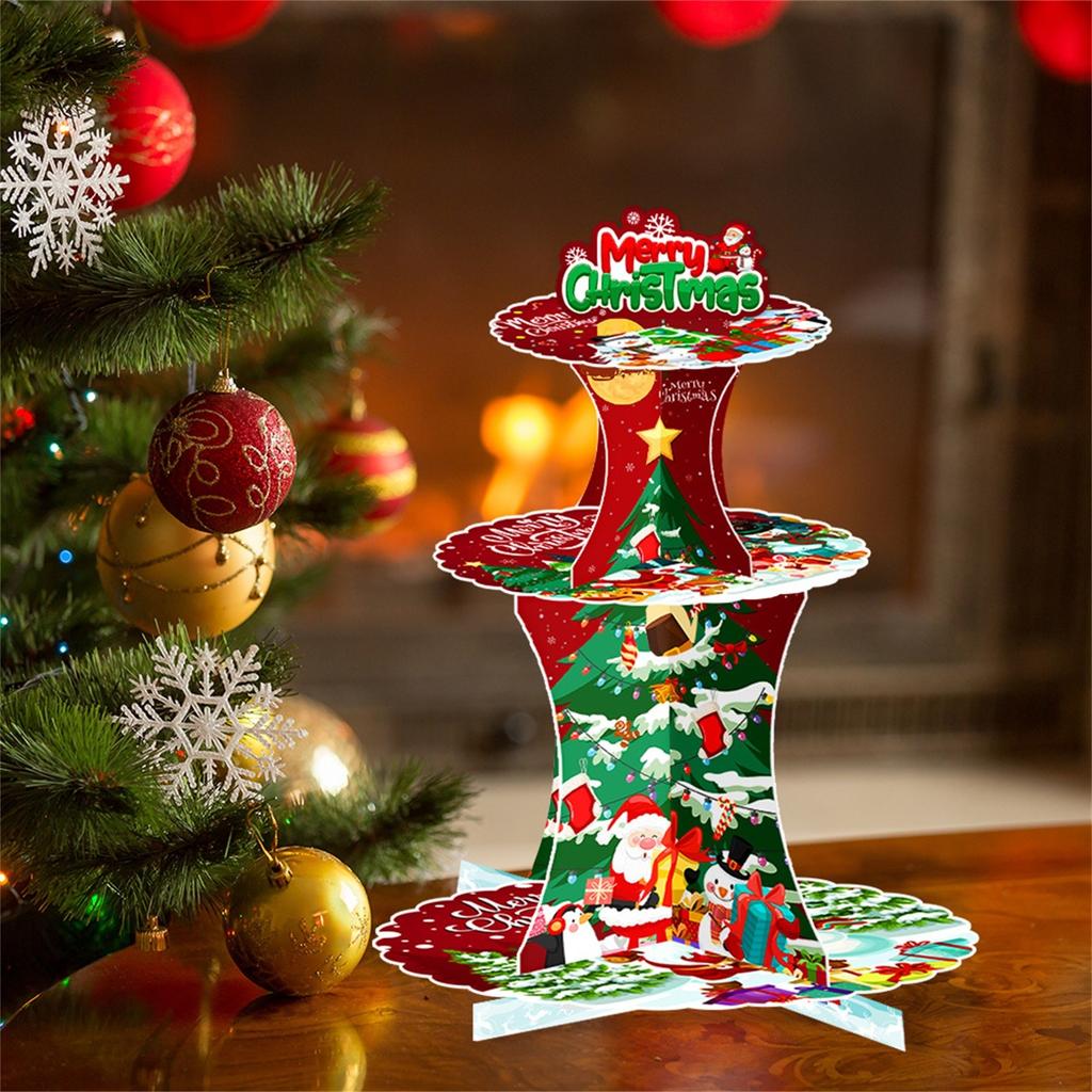 Christmas Decoration Desktop Christmas Tree Cake Stand Dessert Table Elk Old Man Party Party Supplies