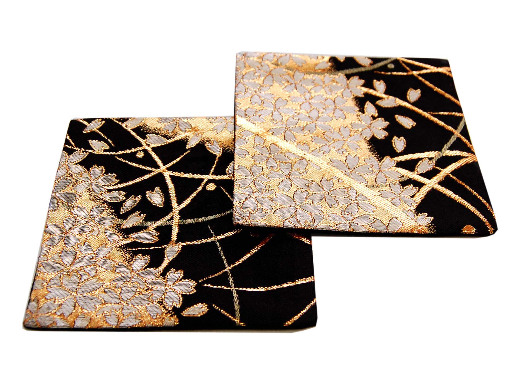 

Set of 2 Japanese-style Brocade Kimono Coasters (Miyabi)