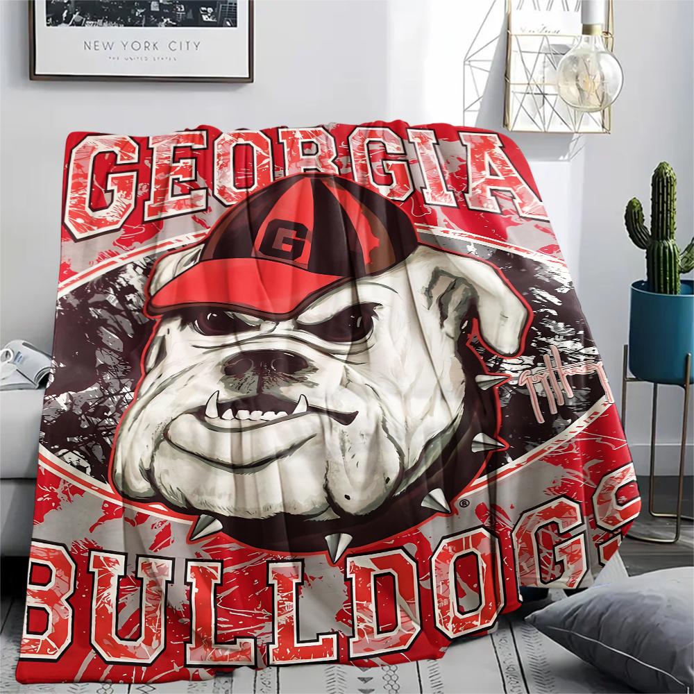 1Pc Georgia Bulldog Print Flannel Blanket, High quality Comfortable for All Seasons, Home Decor, Warmth and Comfort, Perfect for Gifts