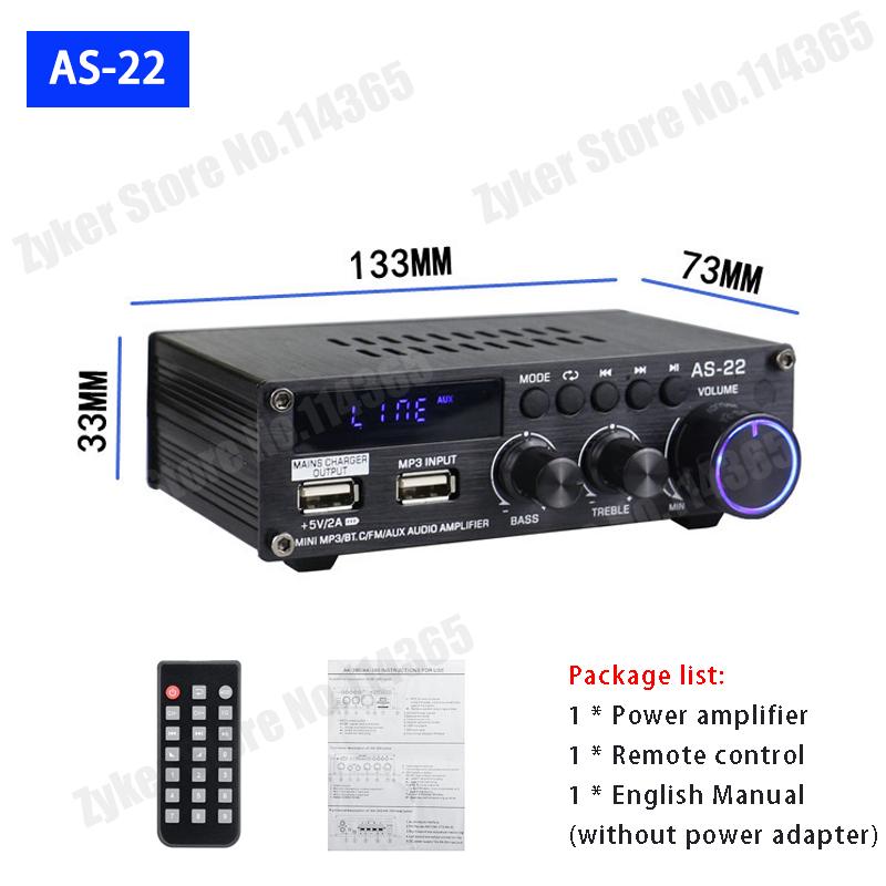 

AS22 AK45 HiFi цифровой усилитель 40 Вт x 2 2.0-канальный цифровой Bluetooth усилитель 400 Вт x 2 AC 90-240 В стерео аудио усилитель приемник