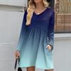 Women's Fashion Gradient V-Neck Long Sleeve Dress